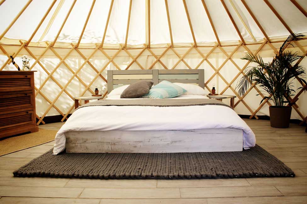 Inside olive blossom yurt